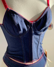 Load image into Gallery viewer, Vintage Denim Bustier & Thong Set
