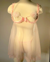 Load image into Gallery viewer, Vintage 1980's Pink Babydoll Dress & Pantie Set