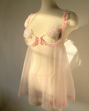 Load image into Gallery viewer, Vintage 1980's Pink Babydoll Dress & Pantie Set
