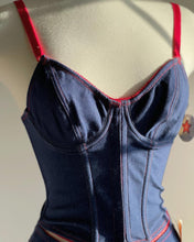 Load image into Gallery viewer, Vintage Denim Bustier & Thong Set