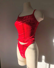 Load image into Gallery viewer, Vintage 1990's Velvet Cherry Red Set
