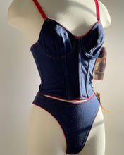 Load image into Gallery viewer, Vintage Denim Bustier & Thong Set