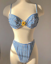 Load image into Gallery viewer, Vintage 1990&#39;s Blue Gingham Bikini
