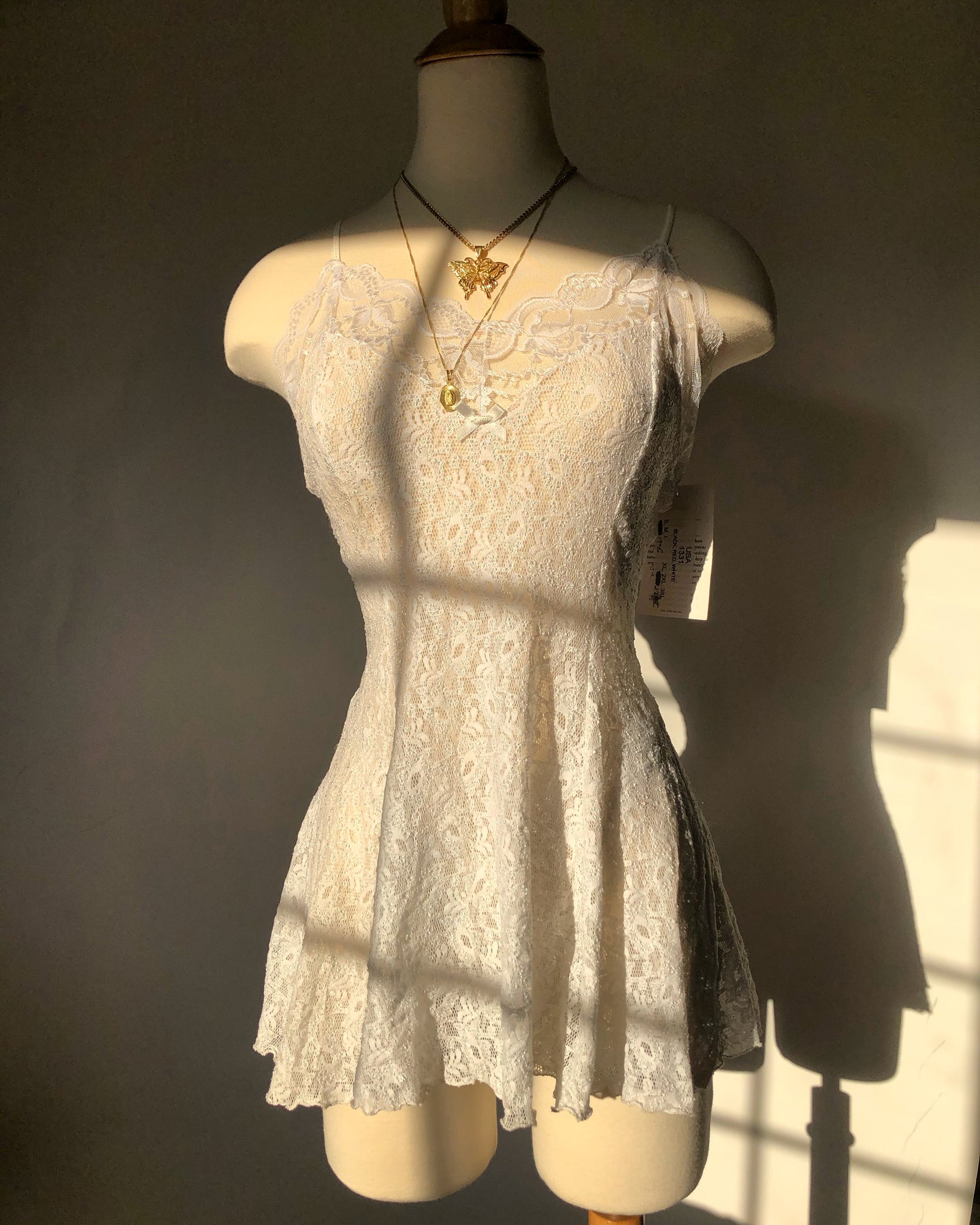 Vintage 1990's White Sheer Dress and Thong Set